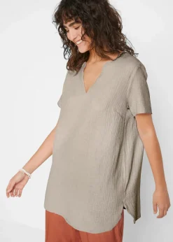 Damen bonprix Blusen & Tuniken|Bekleidung·Jacken & Mäntel|Musselin Long-Tunika aus reiner Baumwolle