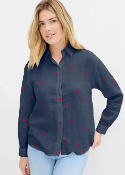 Damen bonprix Blusen & Tuniken|Bekleidung·Jacken & Mäntel|Musselin-Bluse mit Herzen