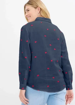 Damen bonprix Blusen & Tuniken|Bekleidung·Jacken & Mäntel|Musselin-Bluse mit Herzen