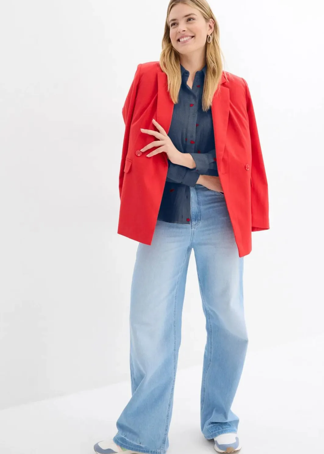 Damen bonprix Blusen & Tuniken|Bekleidung·Jacken & Mäntel|Musselin-Bluse mit Herzen