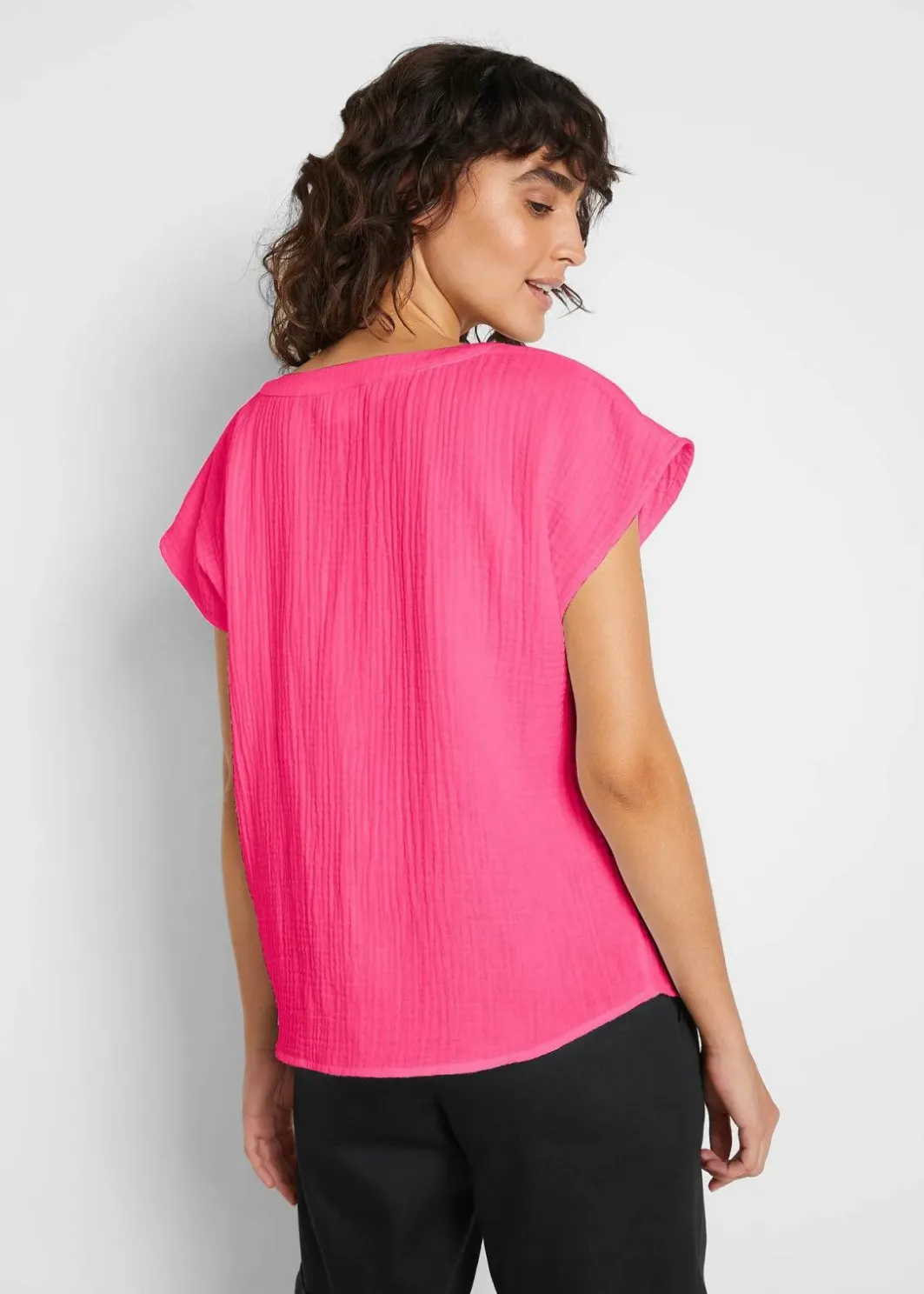 Damen bonprix Bekleidung·Jacken & Mäntel|Blusen & Tuniken|Musselin-Blusentop aus reiner Baumwolle