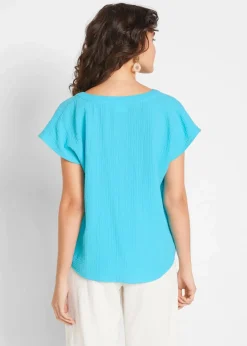 Damen bonprix Blusen & Tuniken|Bekleidung·Jacken & Mäntel|Musselin-Blusentop aus reiner Baumwolle