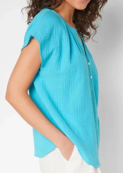 Damen bonprix Blusen & Tuniken|Bekleidung·Jacken & Mäntel|Musselin-Blusentop aus reiner Baumwolle