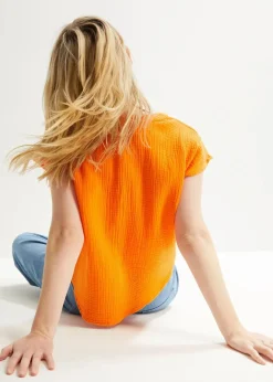 Damen bonprix Blusen & Tuniken|Bekleidung·Jacken & Mäntel|Musselin-Blusentop aus reiner Baumwolle