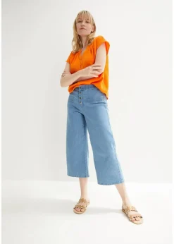 Damen bonprix Blusen & Tuniken|Bekleidung·Jacken & Mäntel|Musselin-Blusentop aus reiner Baumwolle
