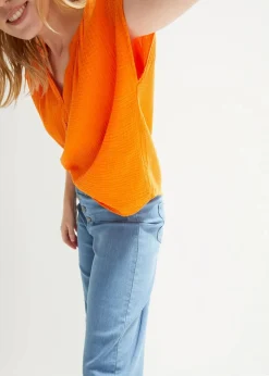Damen bonprix Blusen & Tuniken|Bekleidung·Jacken & Mäntel|Musselin-Blusentop aus reiner Baumwolle