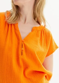 Damen bonprix Blusen & Tuniken|Bekleidung·Jacken & Mäntel|Musselin-Blusentop aus reiner Baumwolle