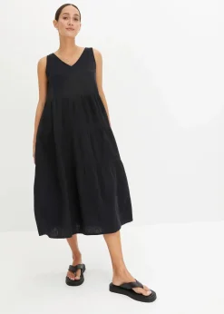 Damen bonprix Kleider|Bekleidung·Pullover & Strickjacken|Musselin-Kleid aus reiner Baumwolle