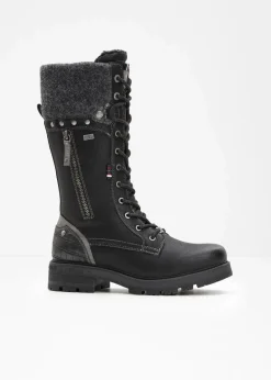 Damen Mustang High Heels|Gefütterte Winterschuhe|Schnürstiefel