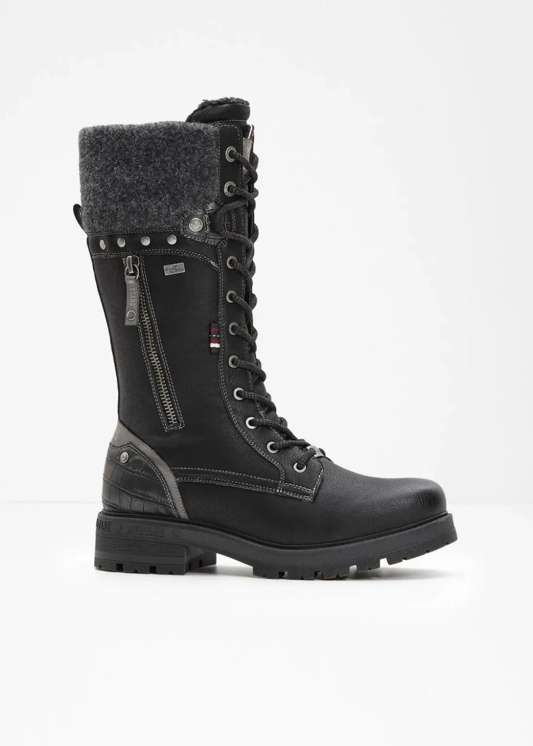 Damen Mustang High Heels|Gefütterte Winterschuhe|Schnürstiefel