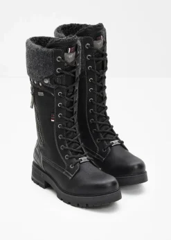 Damen Mustang High Heels|Gefütterte Winterschuhe|Schnürstiefel