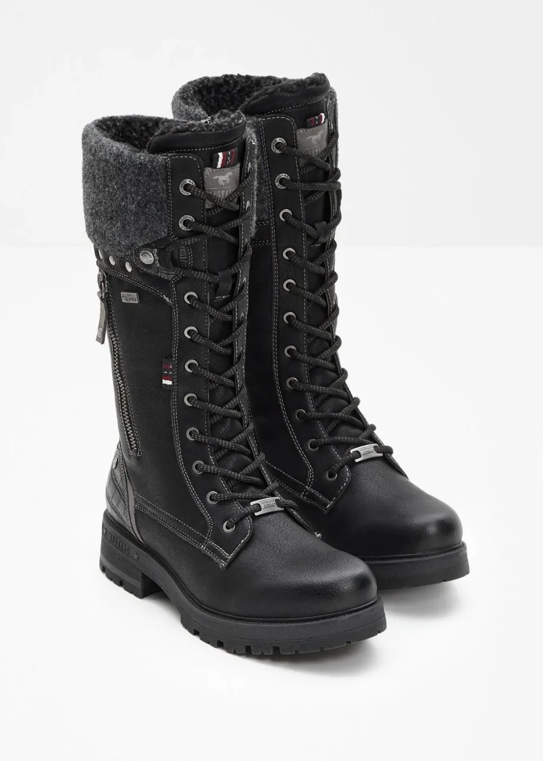 Damen Mustang High Heels|Gefütterte Winterschuhe|Schnürstiefel