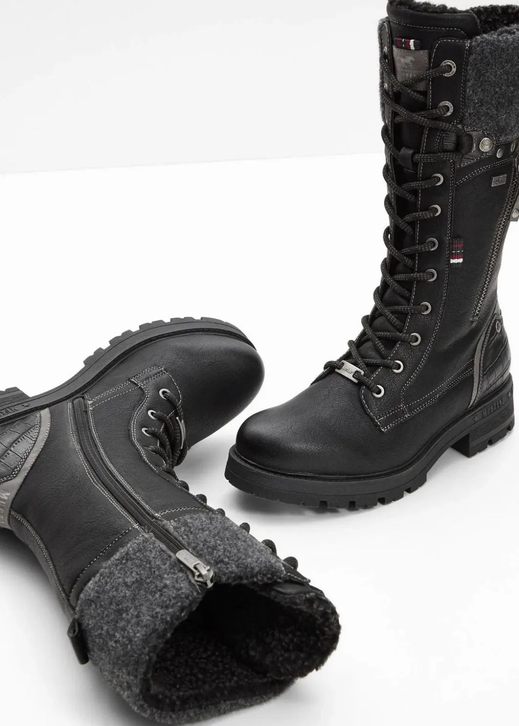 Damen Mustang High Heels|Gefütterte Winterschuhe|Schnürstiefel
