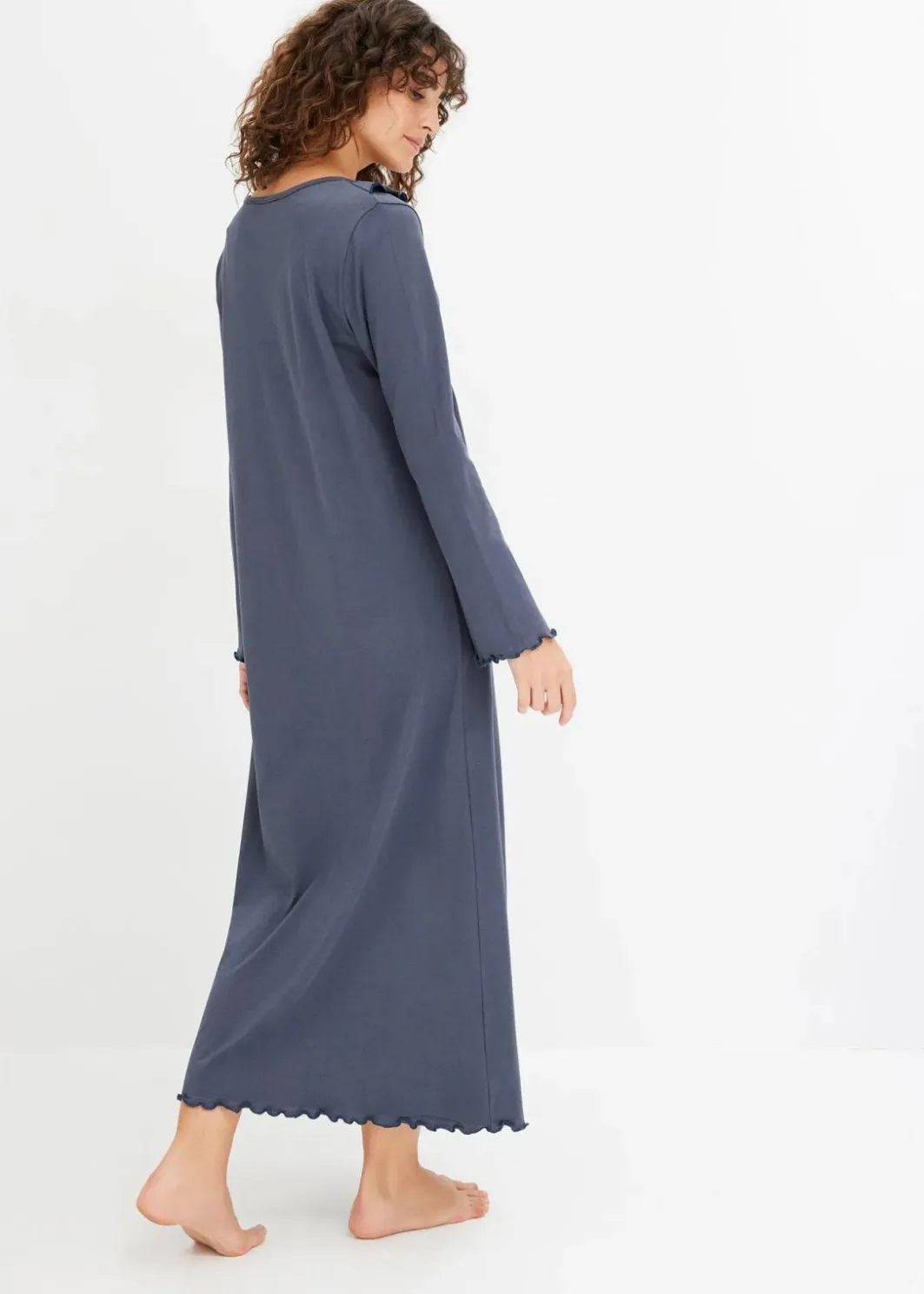 Damen bonprix Wäsche·Nachtwäsche|Nachhaltigere Materialien|Nachthemd mit Rüschen