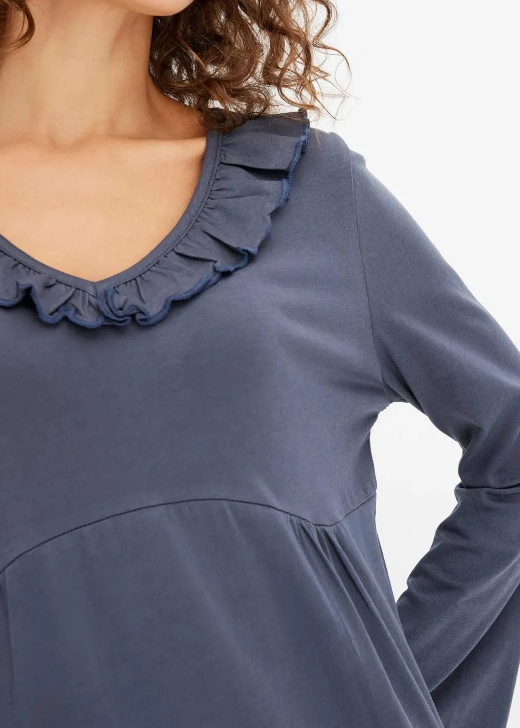 Damen bonprix Wäsche·Nachtwäsche|Nachhaltigere Materialien|Nachthemd mit Rüschen