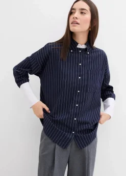 Damen bonprix Bekleidung·Jacken & Mäntel|Blusen & Tuniken|Nadelstreifenbluse aus Viskose-Mix