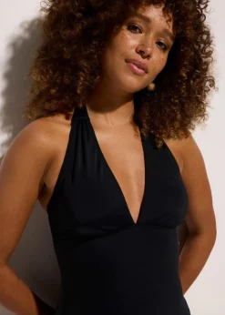 Neckholder-Badeanzug mit tiefem V-Ausschnitt Damen Nachhaltigere Materialien|Badeanzüge
