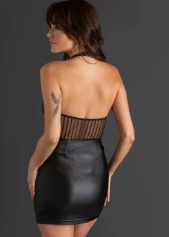 Damen bonprix Wäsche·Erotikwäsche|Erotikwäsche|Neckholderkleid mit Wetlook
