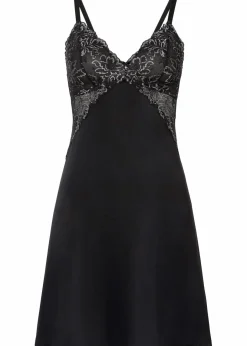 Damen bonprix Wäsche·Corsagen & Negligés|Wäsche·Dessous|Negligé aus glänzendem Satin mit Spitzenbesatz