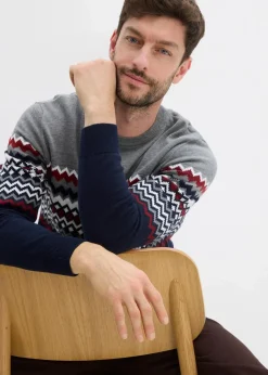 Herren bonprix Große Größen|Pullover & Strickjacken|Norweger Pullover mit reiner Baumwolle