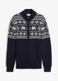 Herren bonprix Große Größen|Pullover & Strickjacken|Norweger Strickjacke aus reiner Baumwolle