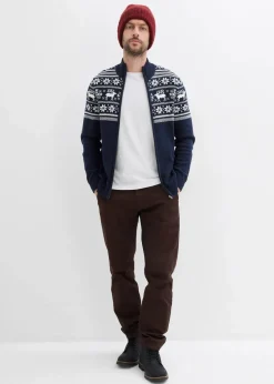 Herren bonprix Große Größen|Pullover & Strickjacken|Norweger Strickjacke aus reiner Baumwolle
