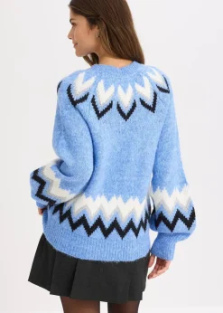 Damen bonprix Strickmode|Pullover & Strickjacken|Norweger-Pullover mit Glitzerstreifen