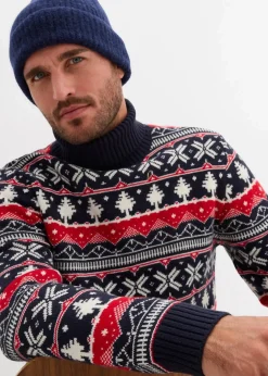 Herren bonprix Große Größen|Pullover & Strickjacken|Norweger-Pullover mit Rollkragen