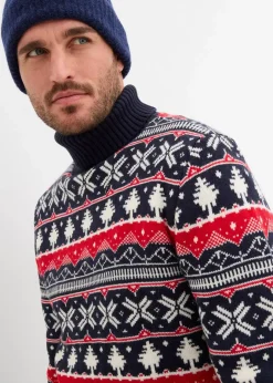 Herren bonprix Große Größen|Pullover & Strickjacken|Norweger-Pullover mit Rollkragen