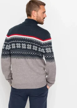 Herren bonprix Große Größen|Pullover & Strickjacken|Norweger-Pullover mit Rollkragen