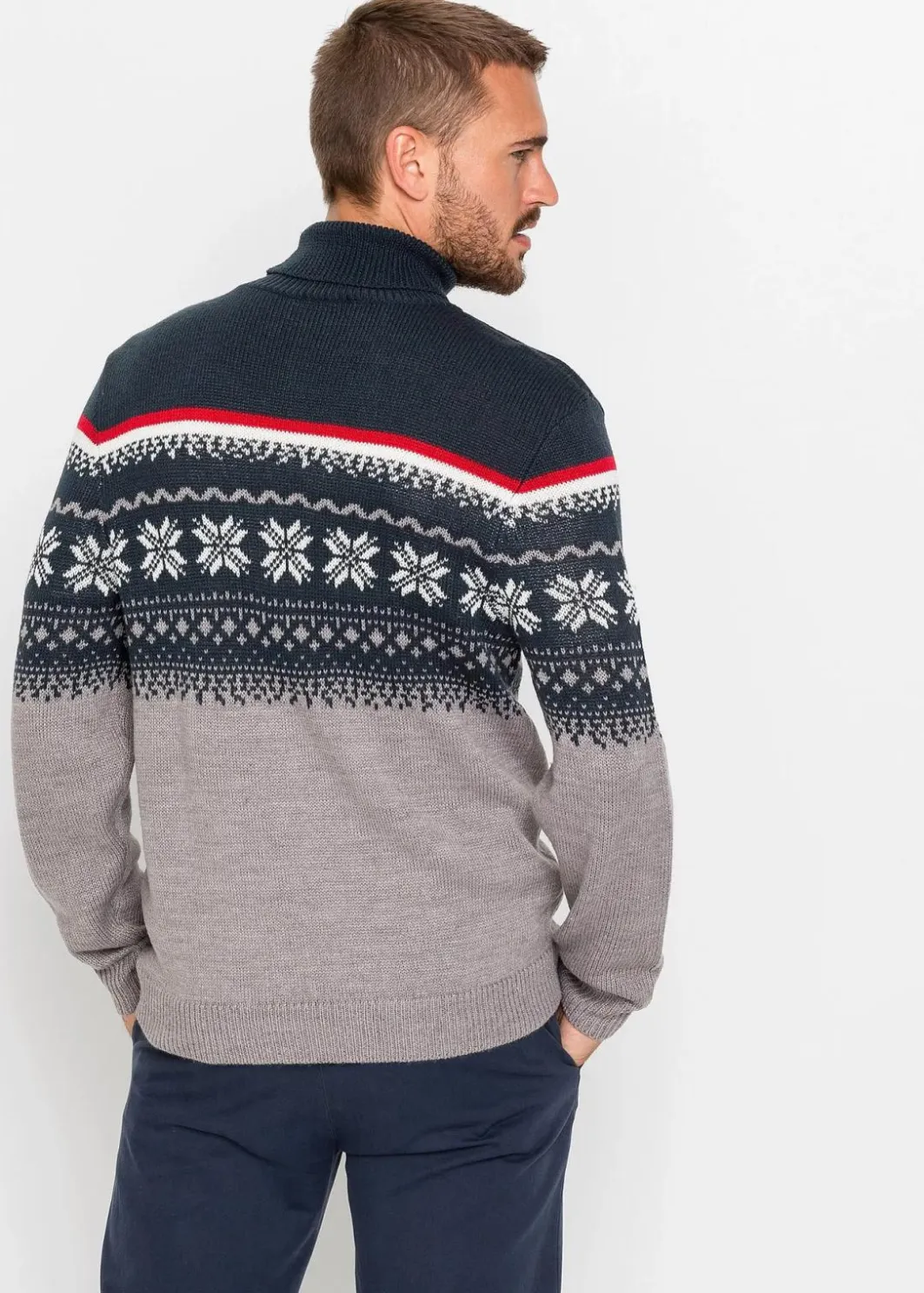 Herren bonprix Große Größen|Pullover & Strickjacken|Norweger-Pullover mit Rollkragen