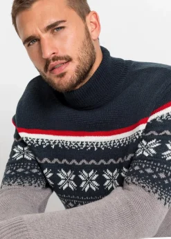 Herren bonprix Große Größen|Pullover & Strickjacken|Norweger-Pullover mit Rollkragen