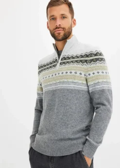 Herren bonprix Pullover & Strickjacken|Große Größen|Norweger-Pullover mit Stehkragen