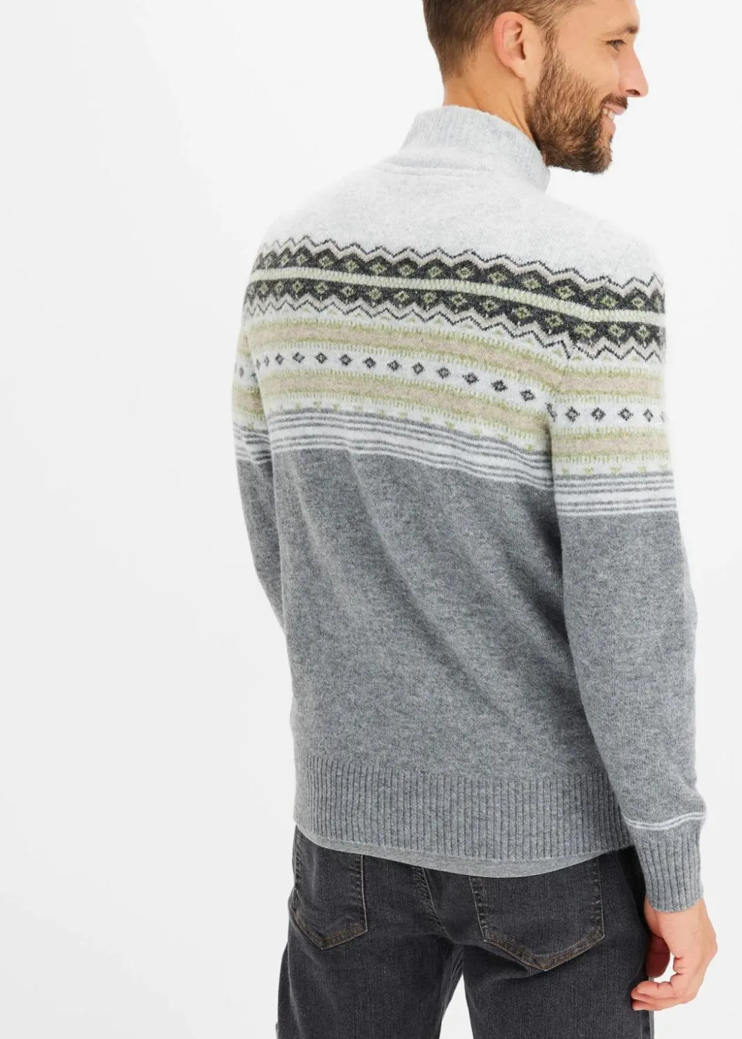 Herren bonprix Pullover & Strickjacken|Große Größen|Norweger-Pullover mit Stehkragen
