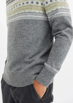 Herren bonprix Pullover & Strickjacken|Große Größen|Norweger-Pullover mit Stehkragen