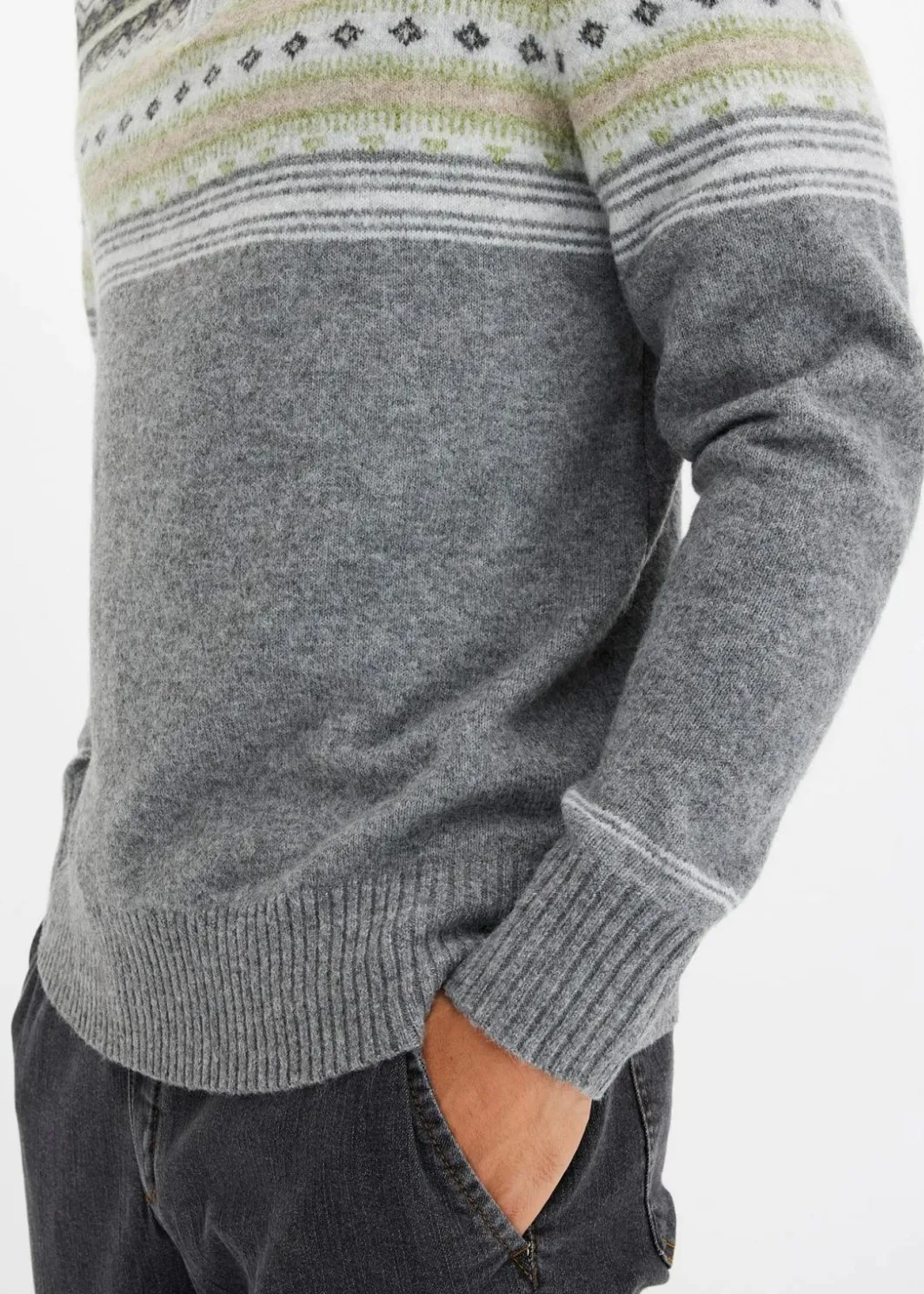 Herren bonprix Pullover & Strickjacken|Große Größen|Norweger-Pullover mit Stehkragen
