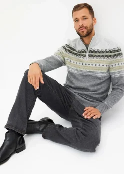 Herren bonprix Pullover & Strickjacken|Große Größen|Norweger-Pullover mit Stehkragen