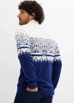 Clearance Norweger-Pullover mit Troyerkragen aus reiner Baumwolle Herren Große Größen|Pullover & Strickjacken