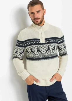 Clearance Norweger-Pullover mit Troyerkragen Herren Große Größen|Pullover & Strickjacken