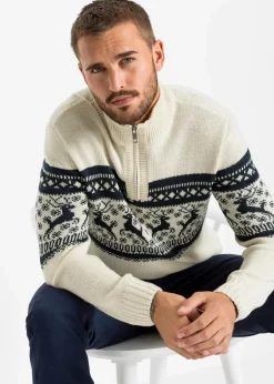 Clearance Norweger-Pullover mit Troyerkragen Herren Große Größen|Pullover & Strickjacken
