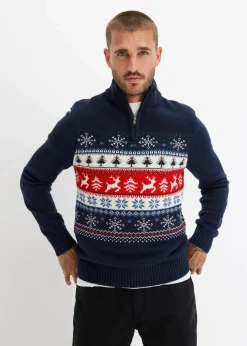 Hot Norweger-Pullover mit Troyerkragen Herren Große Größen|Pullover & Strickjacken