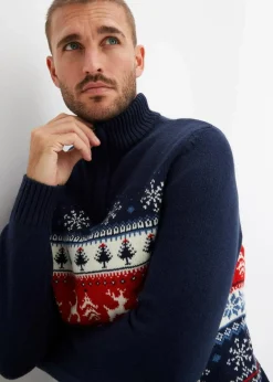 Hot Norweger-Pullover mit Troyerkragen Herren Große Größen|Pullover & Strickjacken