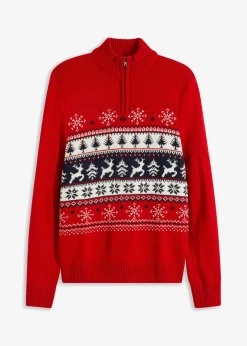 Herren bonprix Pullover & Strickjacken|Große Größen|Norweger-Pullover mit Troyerkragen