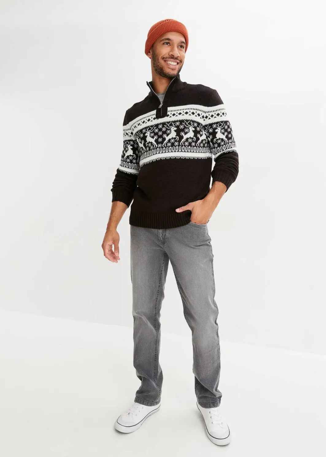 New Norweger-Pullover mit Troyerkragen Herren Große Größen|Pullover & Strickjacken