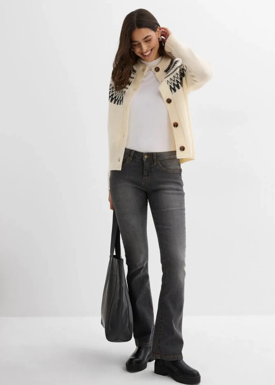 New Norweger-Strickjacke Damen Bekleidung·Jeans|Nachhaltigere Materialien