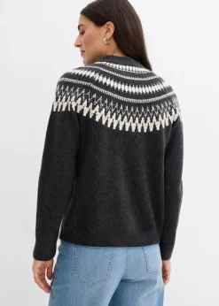 Damen bonprix Pullover & Strickjacken|Nachhaltigere Materialien|Norweger-Strickjacke