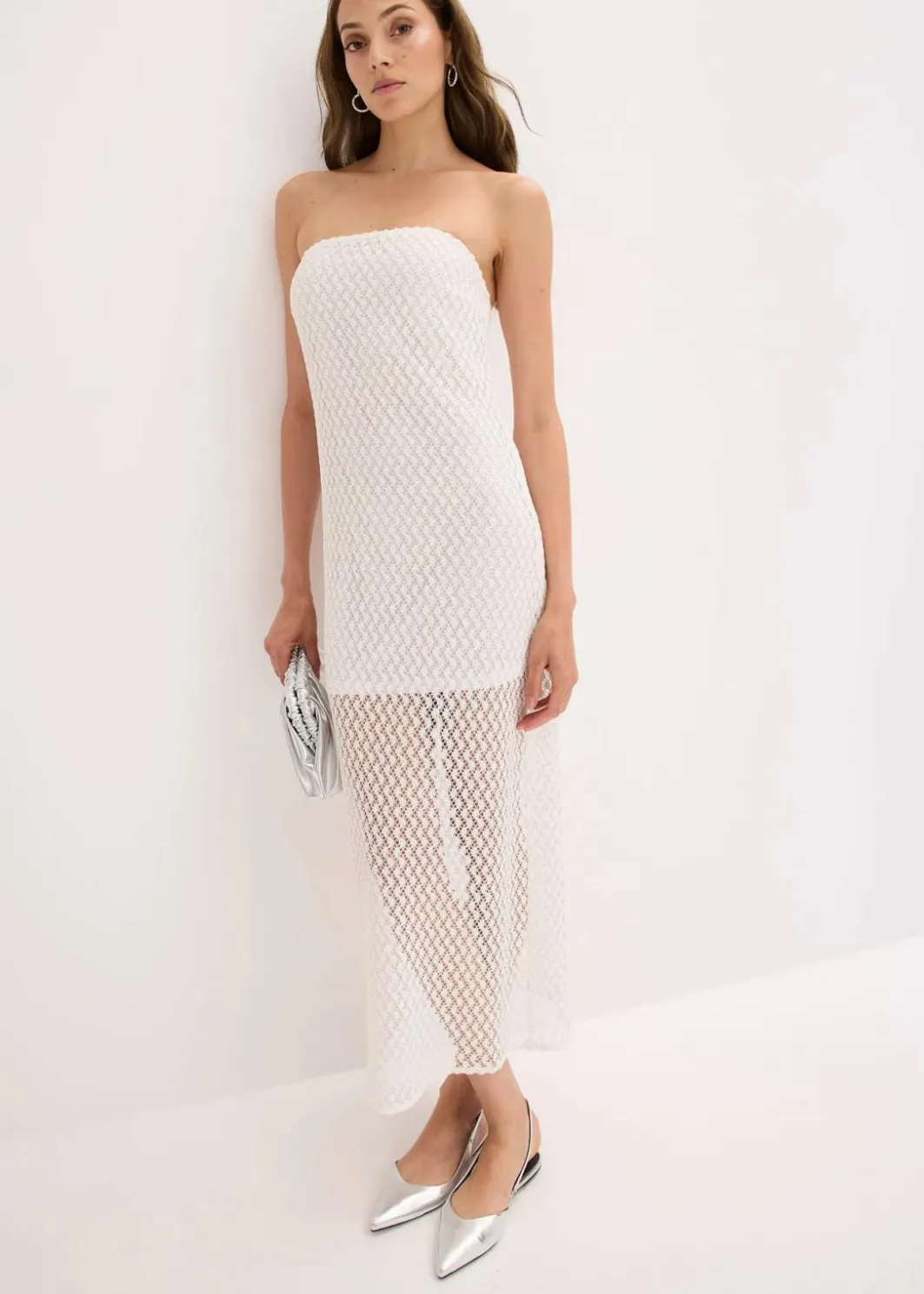 Damen bonprix Kleider|Off-Shoulder-Kleid mit Spitze