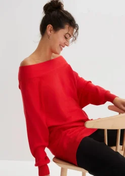 Off-Shoulder-Pullover aus Viskose-Mix Damen Pullover & Strickjacken|Nachhaltigere Materialien
