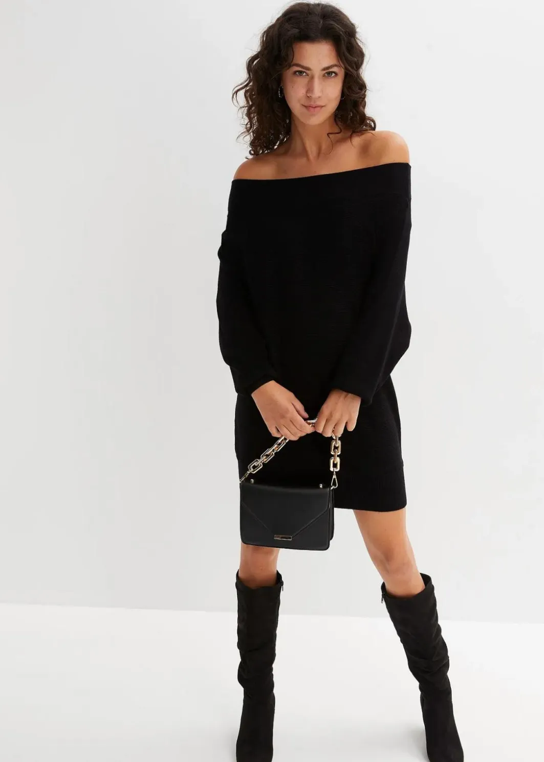 Damen bonprix Bekleidung·Jeans|Nachhaltigere Materialien|Off-Shoulder-Pullover aus Viskose-Mix