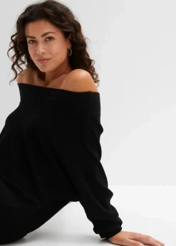 Damen bonprix Bekleidung·Jeans|Nachhaltigere Materialien|Off-Shoulder-Pullover aus Viskose-Mix